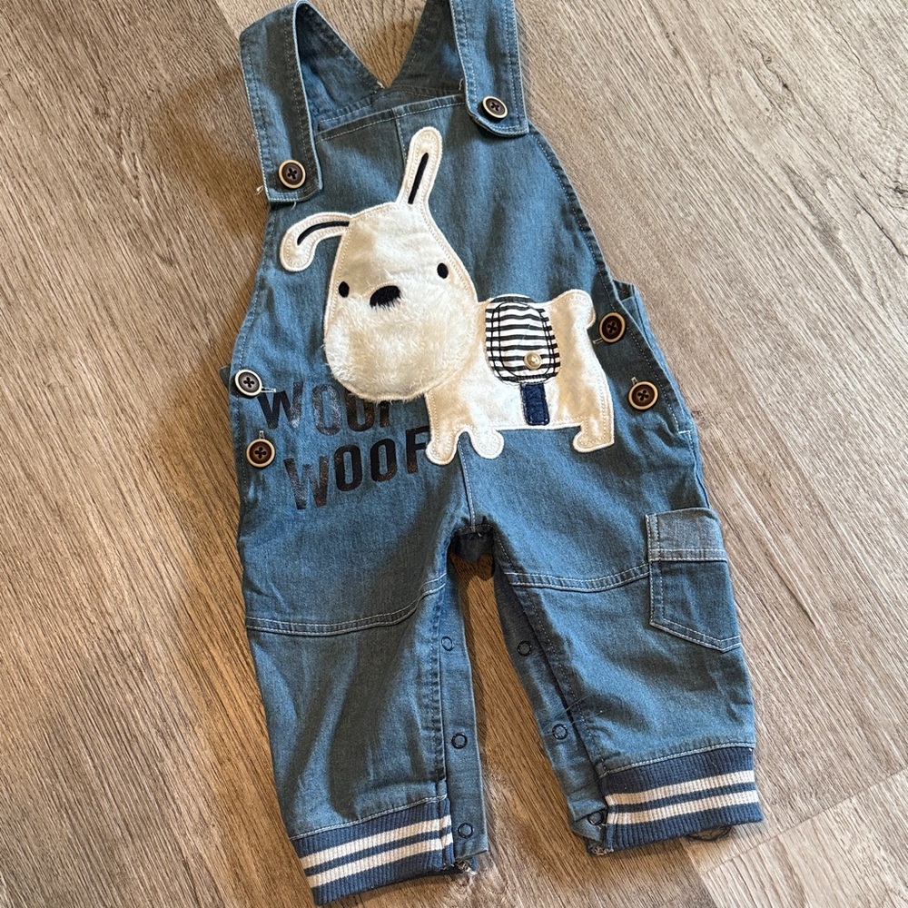 Source Unknown Blue Overalls with Dog Patch
